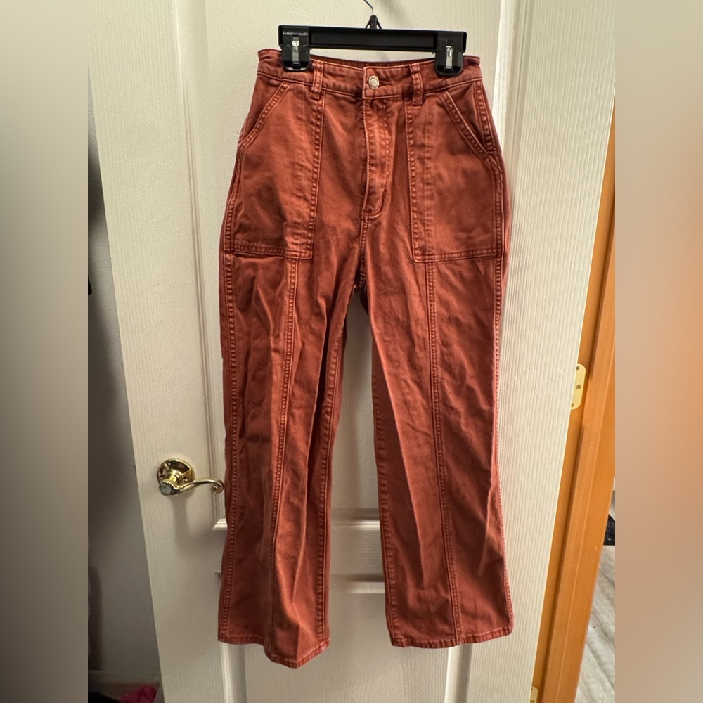 Rolla’s Heidi High Rise Straight Leg Pants Rust Carpenter Utility Jeans